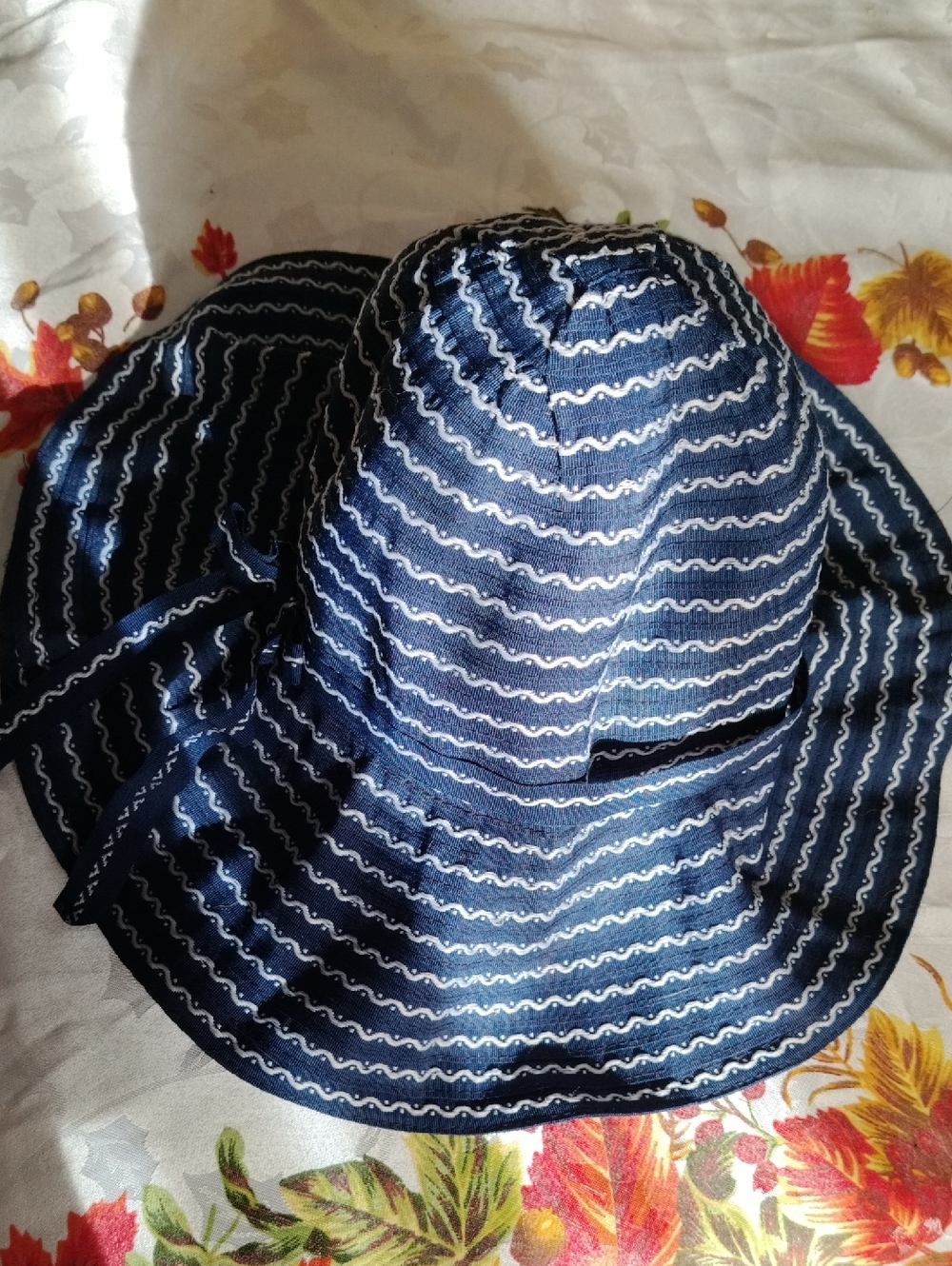 Navy Blue Striped Sun Hat